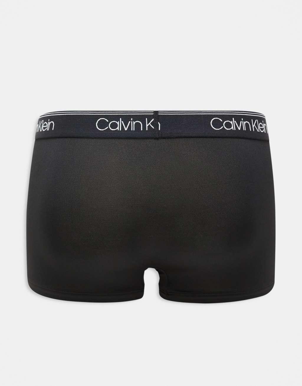 Calvin Klein Micro Stretch 3 pack low rise boxer briefs in blue/khaki/black Product Image