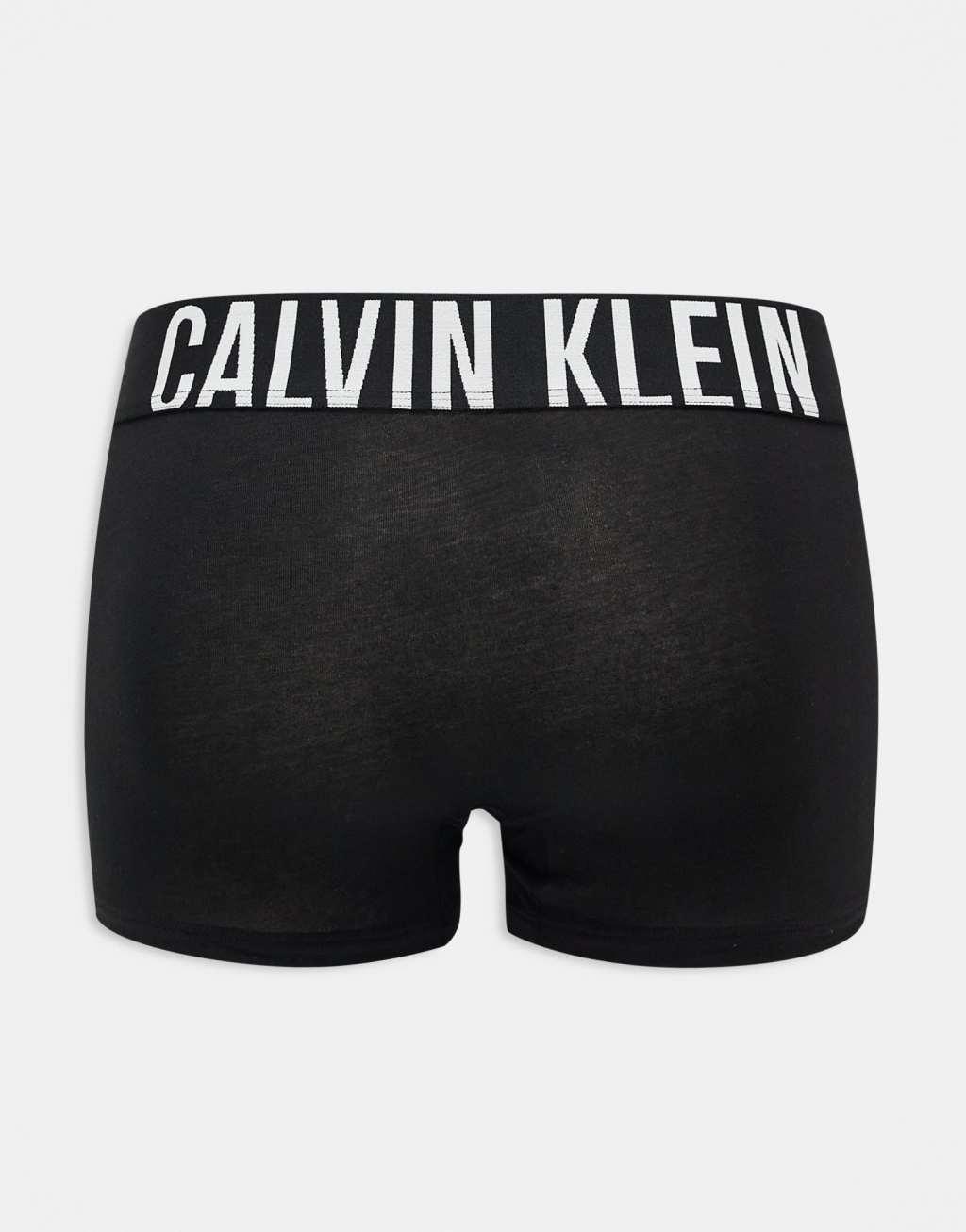 Calvin Klein Intense Power 3 pack briefs with colored logo waistband in black Product Image