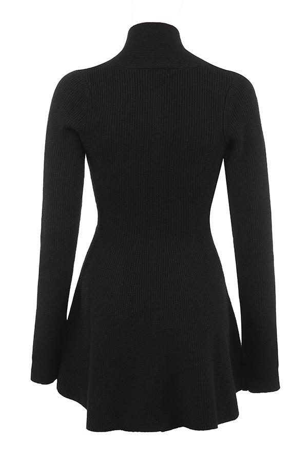 Aubrey Black Wool Knitted Cardigan Dress Product Image
