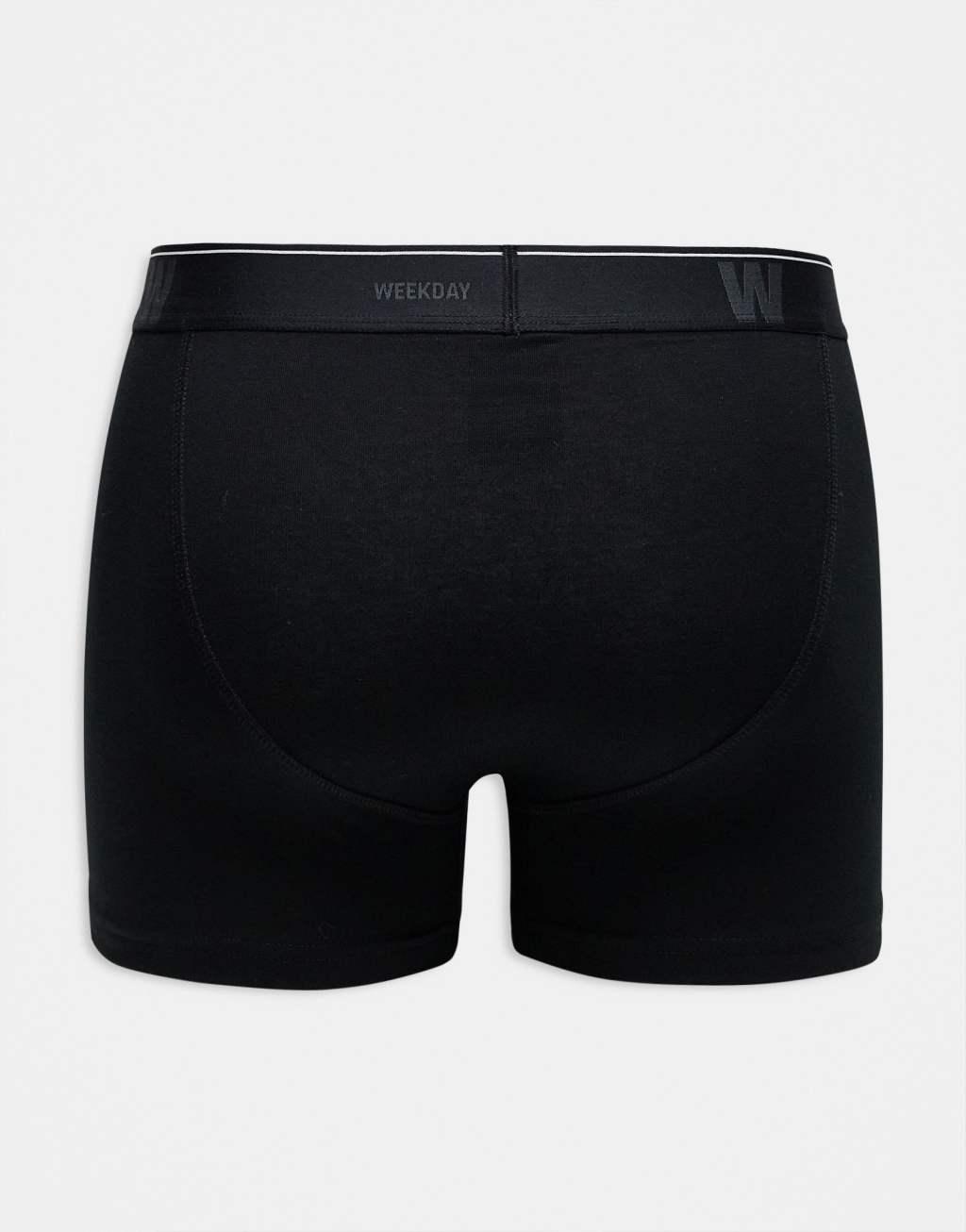 Weekday 3-pack boxer set with logo waistband in black Product Image