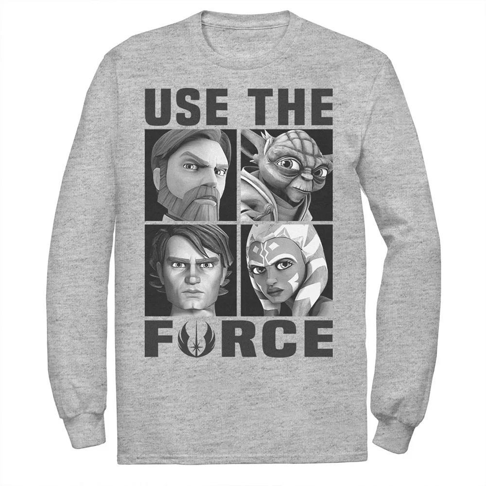 Men's Star Wars: Clone Wars Use The Force Character Box Up Tee, Size: Small, Athletic Grey Product Image