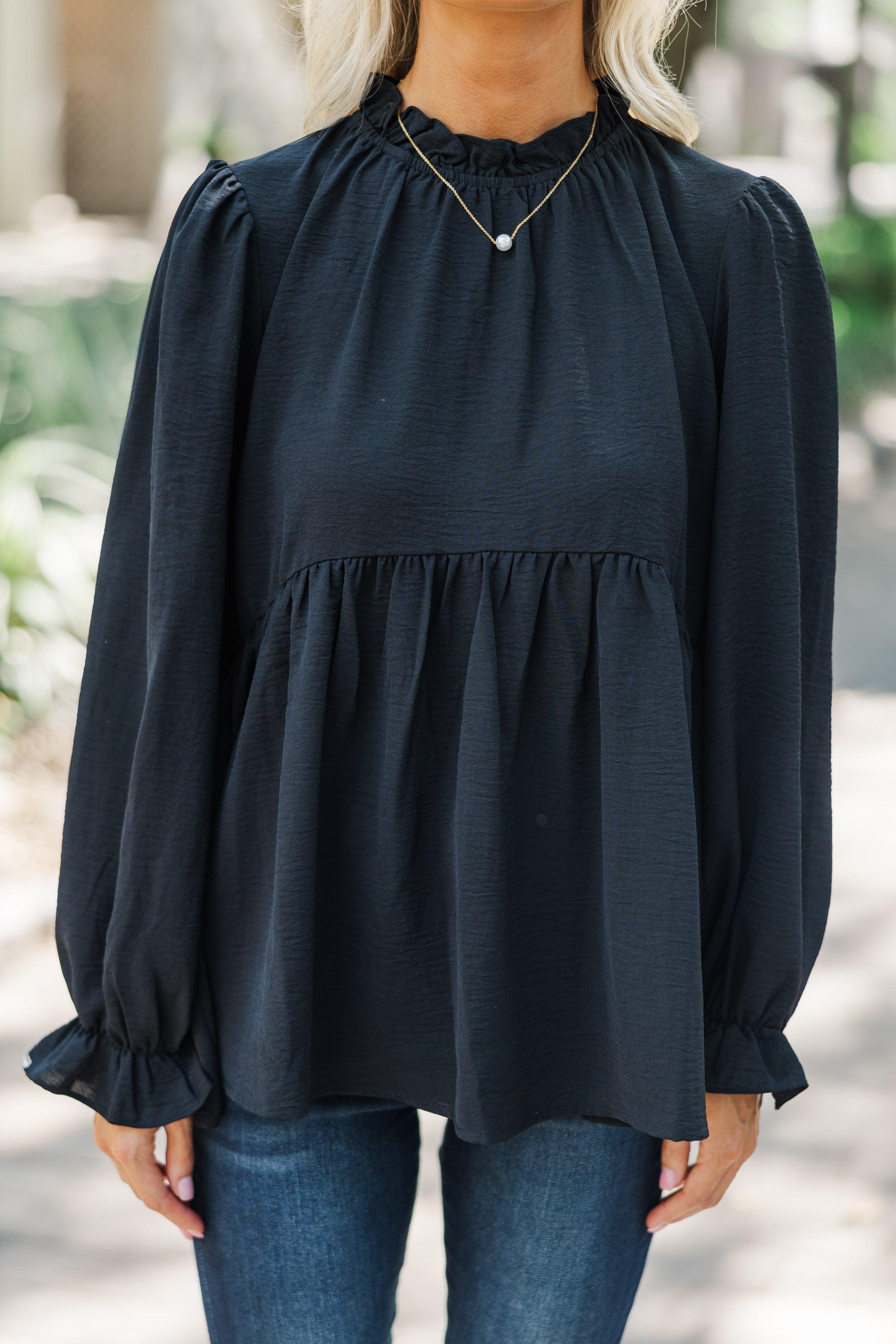 Making Moves Black Ruffled Blouse Female Product Image