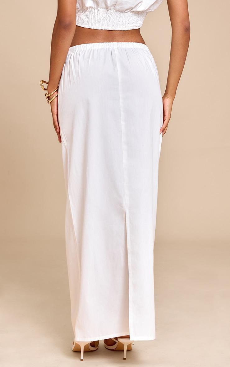 White Cotton Drawstring Tie Maxi Skirt Product Image