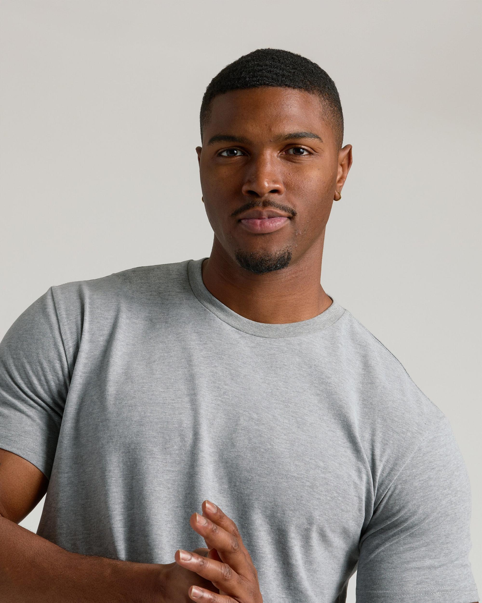 Heather Gray Tall Straight Hem Crew Neck T-Shirt Product Image