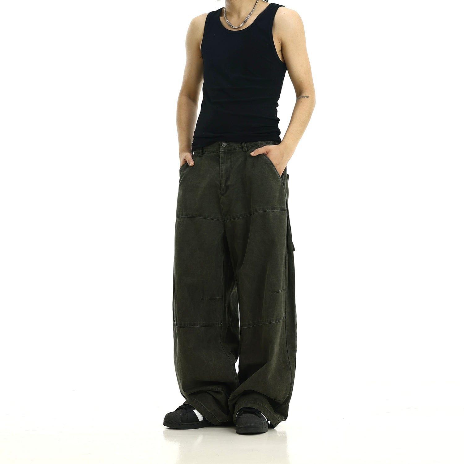 RT No. 11186 ARMY GREEN WORKWEAR CASUAL BAGGY PANTS Product Image
