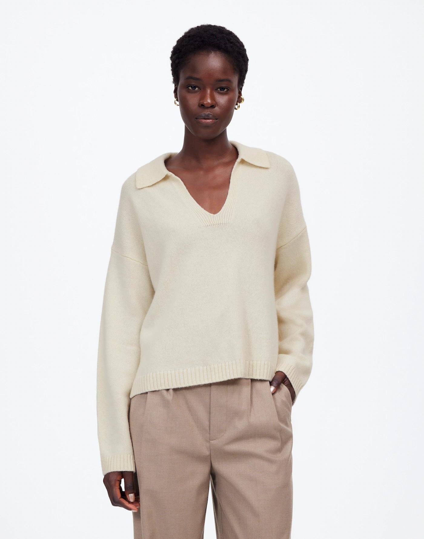 Cashmere-Wool Blend Polo Sweater Product Image