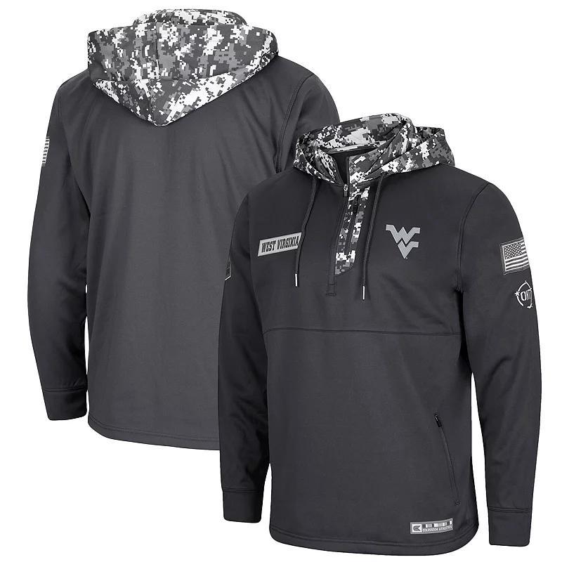 Mens Colosseum Charcoal West Virginia Mountaineers OHT Military Appreciation Digital Camo Quarter-Zip Hoodie Product Image