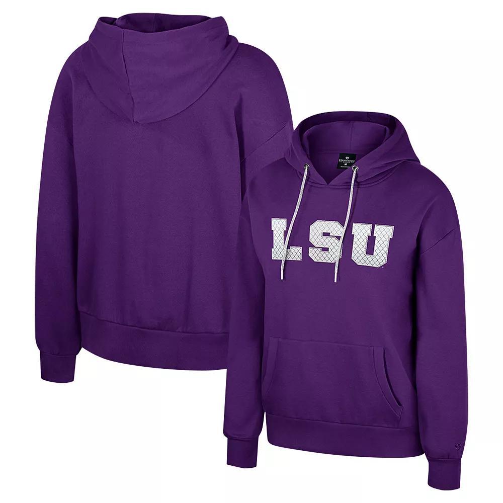 Women's Colosseum Purple LSU Tigers Reflection Rhinestone Drawcord Pullover Hoodie, Size: Small Product Image