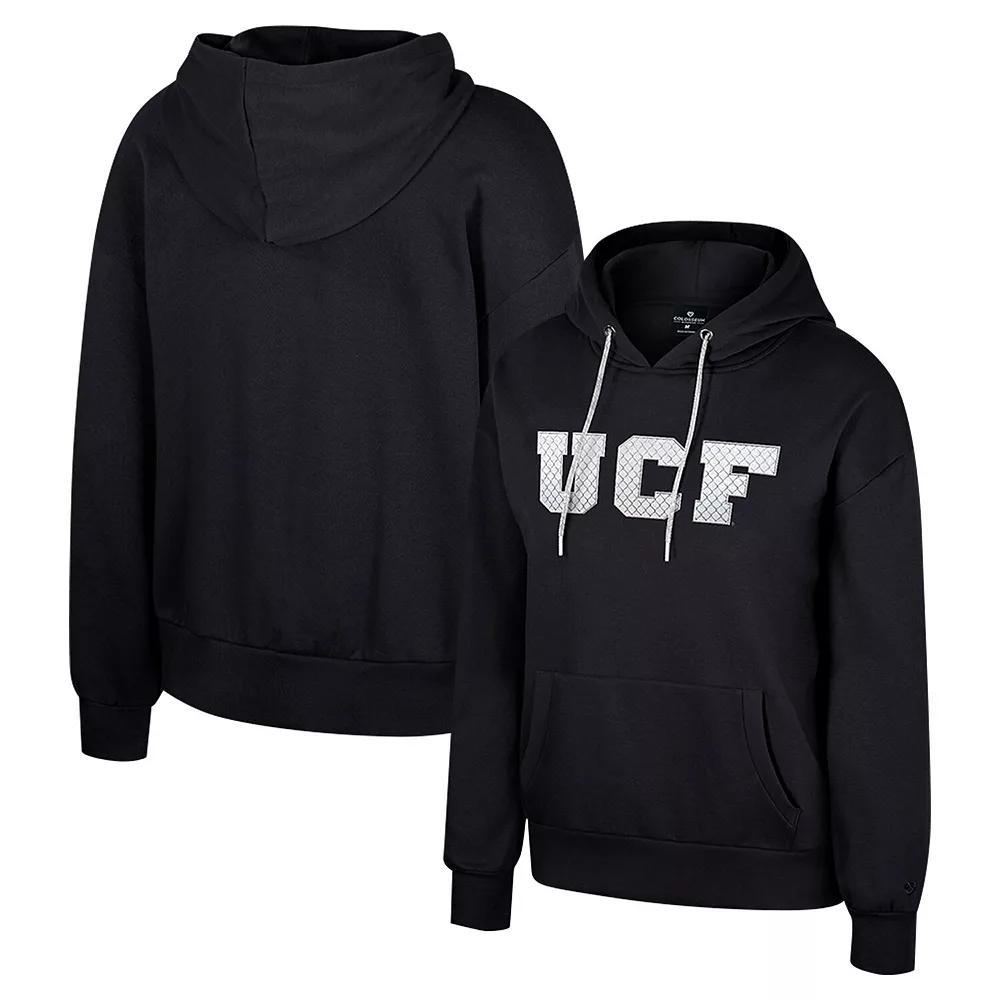 Women's Colosseum Black UCF Knights Reflection Rhinestone Drawcord Pullover Hoodie, Size: XL Product Image