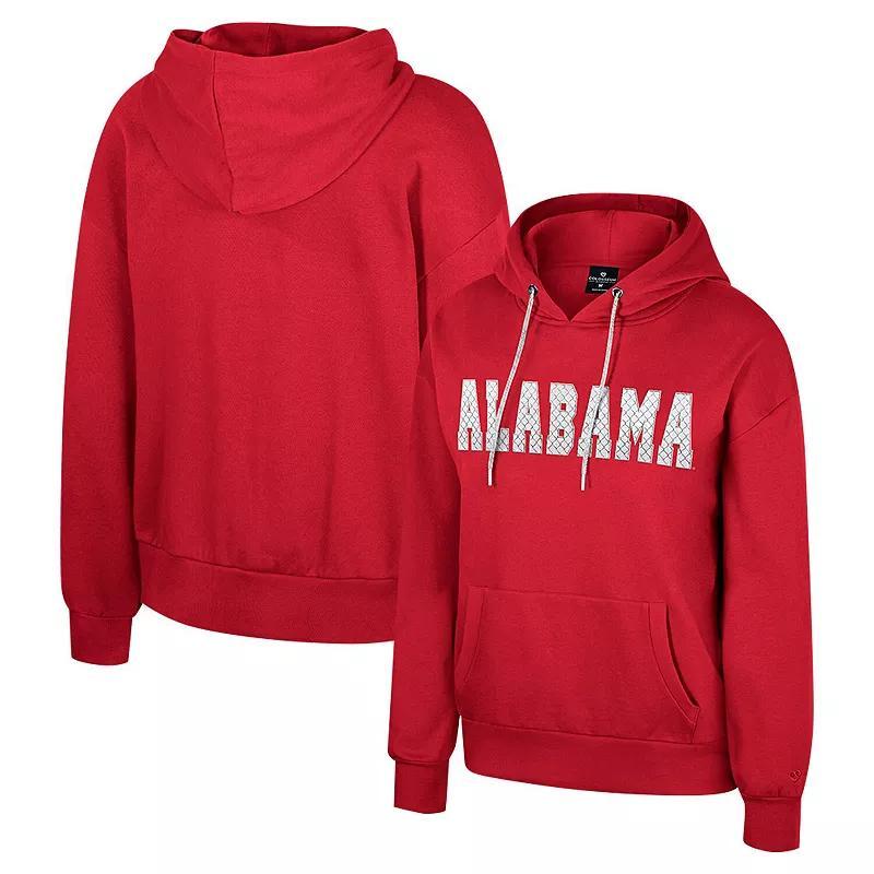 Women's Colosseum Crimson Alabama Crimson Tide Reflection Rhinestone Drawcord Pullover Hoodie, Size: XXL, Red Product Image