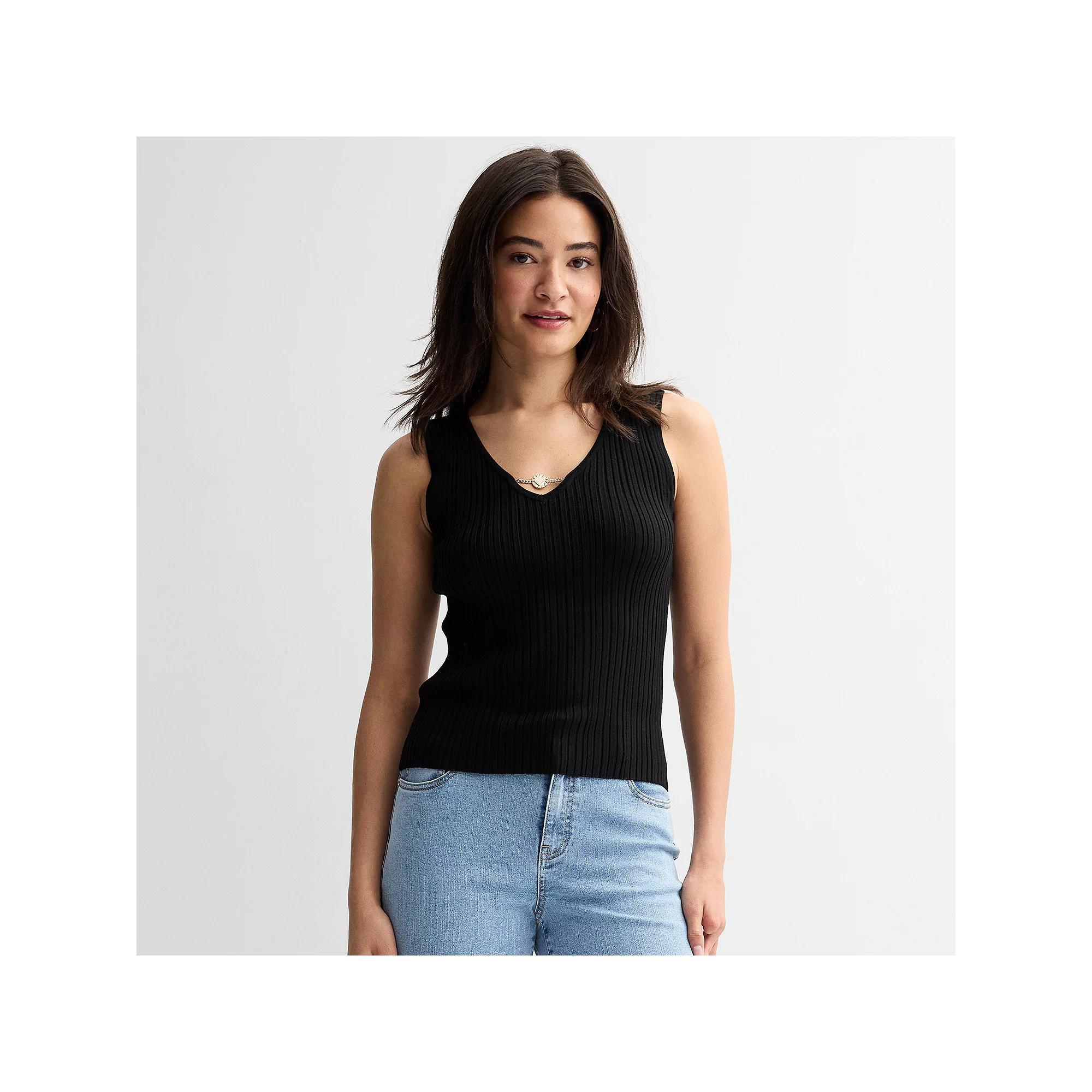 Women's Thalia Sodi Ribbed Sweater Tank Top, Size: XXL, Black Product Image