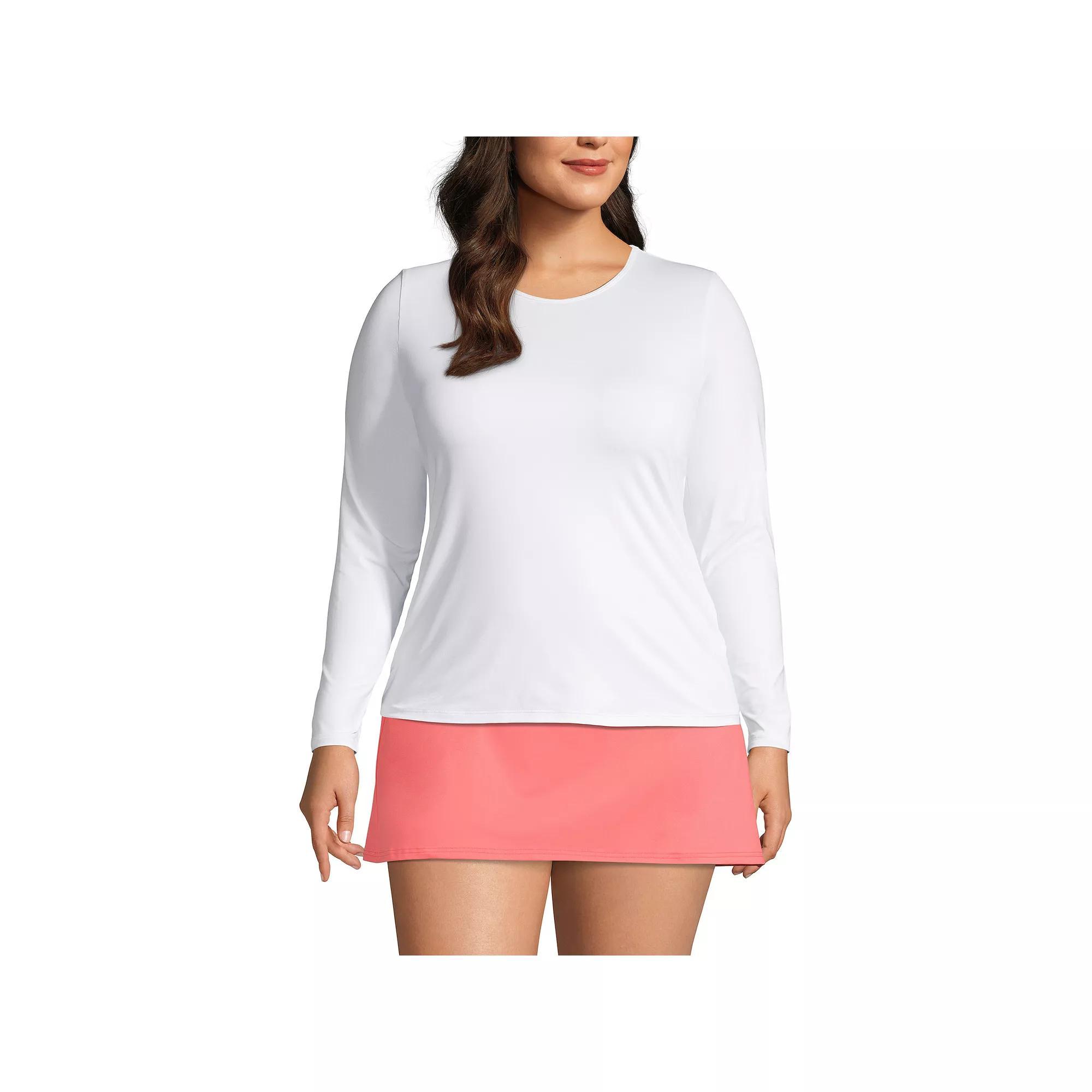 Plus Size Lands' End UPF 50 Long Sleeve Rash Guard, Women's, Size: 2XL, Black Product Image