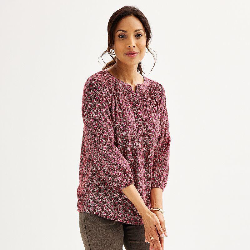 Womens Croft & Barrow Staple Smocked Blouse Product Image