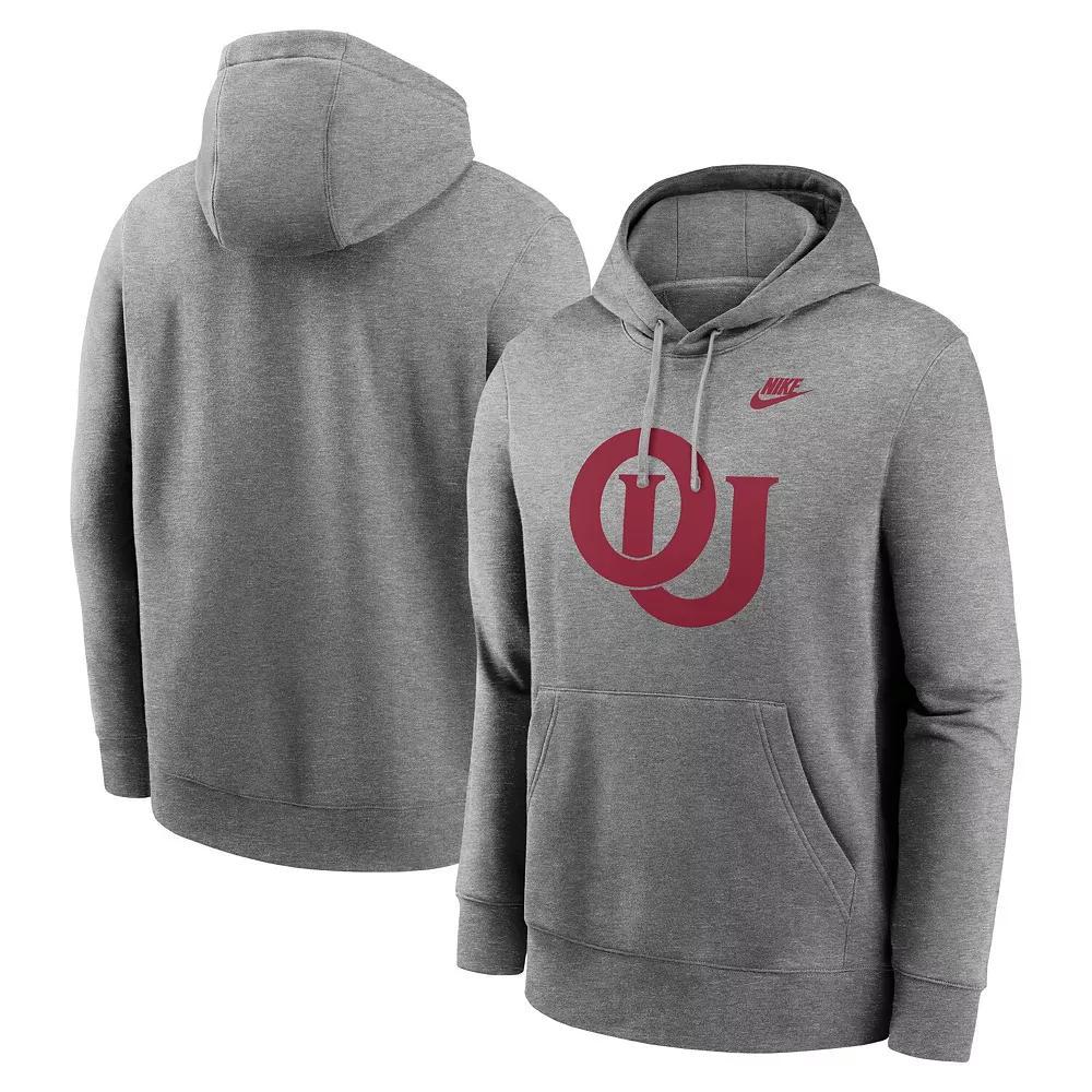 Men's Nike Heather Gray Oklahoma Sooners Legacy Logo Club Fleece Pullover Hoodie, Size: 3XL, Grey Product Image