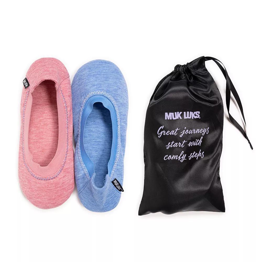 Women's MUK LUKS 2-Pair Travel Ballerina Slipper Socks Set, Size: Small, Blue Product Image