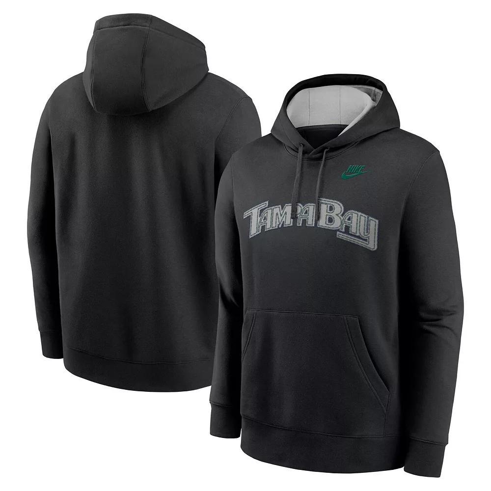Men's Nike  Black Tampa Bay Rays Rewind Club Logo Pullover Hoodie, Size: Medium Product Image