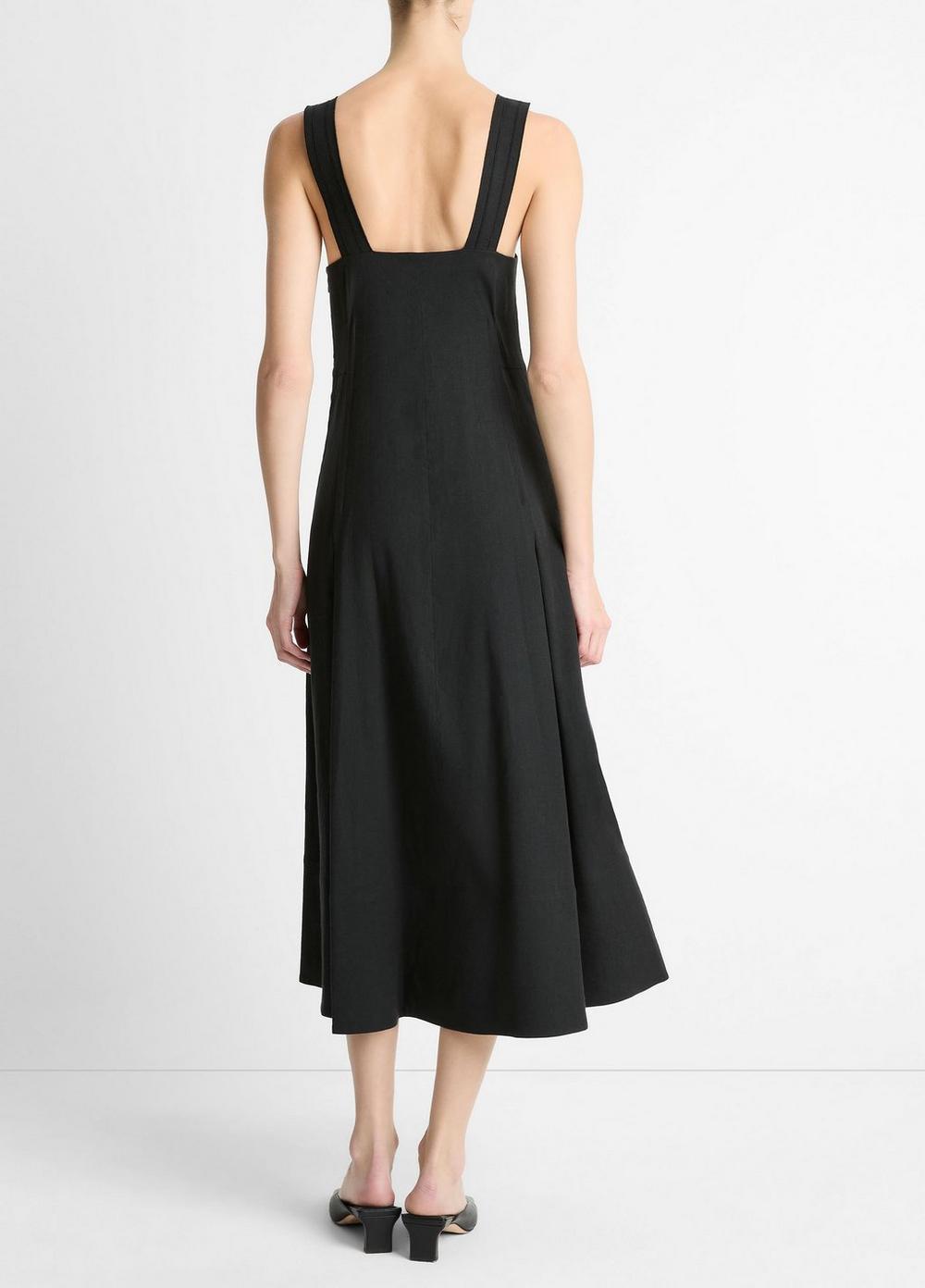 Womens Linen-Blend Square Neck Tank Midi-Dress Product Image