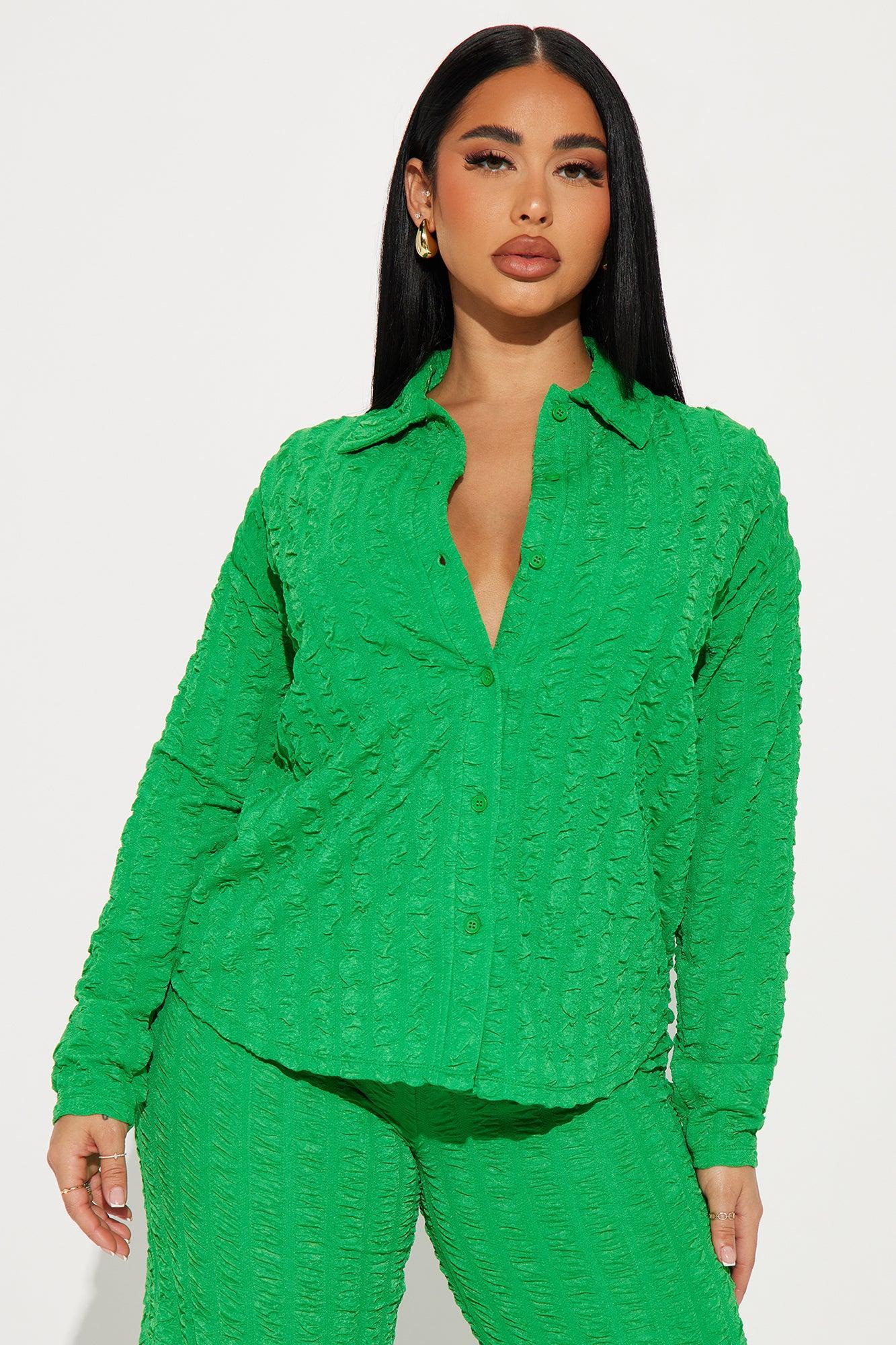 Naya Textured Pant Set - Kelly Green Product Image