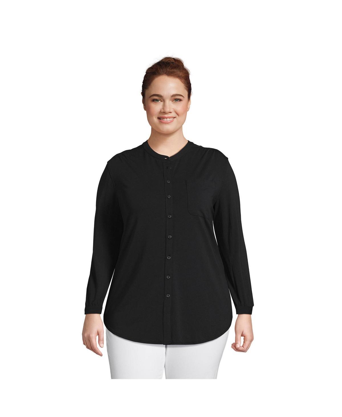 Plus Size Lands' End Long Sleeve Jersey A-line Tunic, Women's, Size: 2XL, Black Product Image