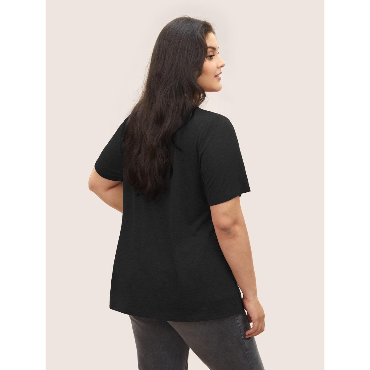 Plus Size Heather Positive Slogan Crew Neck T-shirt Black Women Casual Positive slogan Round Neck Everyday T-shirts BloomChic 14-16/1X Product Image