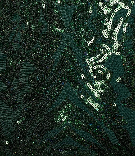 Pattern Sequin V-Neck Bodycon Mini Dress Product Image