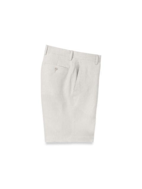 Linen Chambray Twill Flat Front Shorts - Apricot Product Image