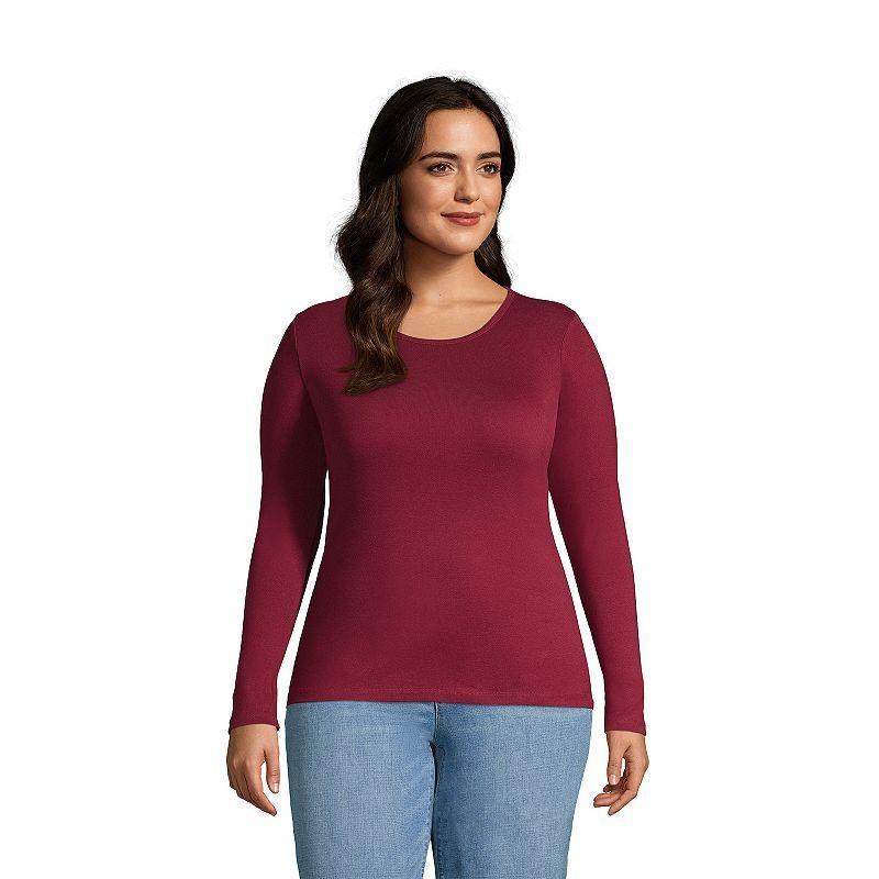 Plus Size Lands' End Long Sleeve Crewneck Tee, Women's, Size: 2XL, Black Product Image
