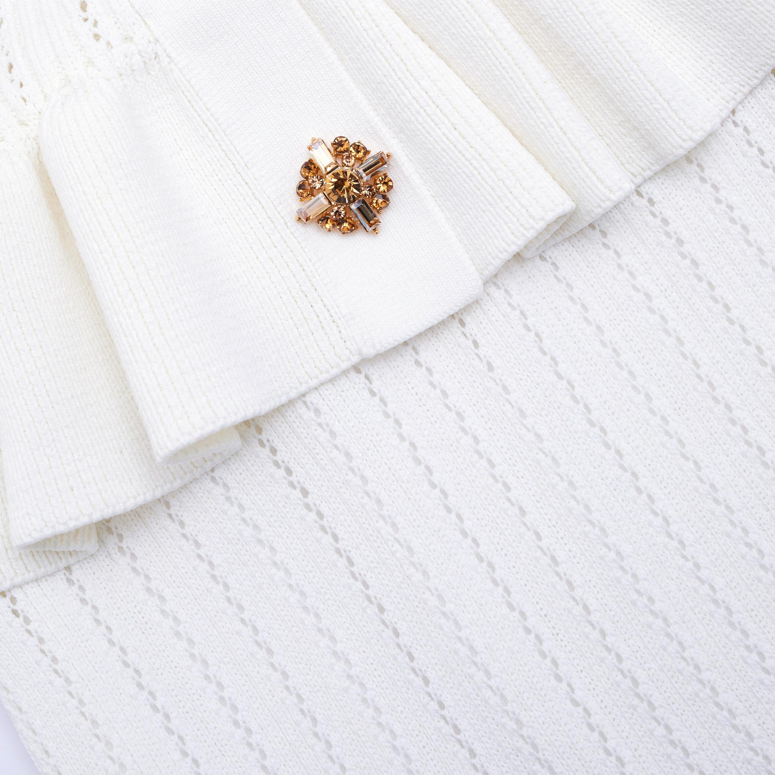 White Knit Peplum Midi Dress Product Image