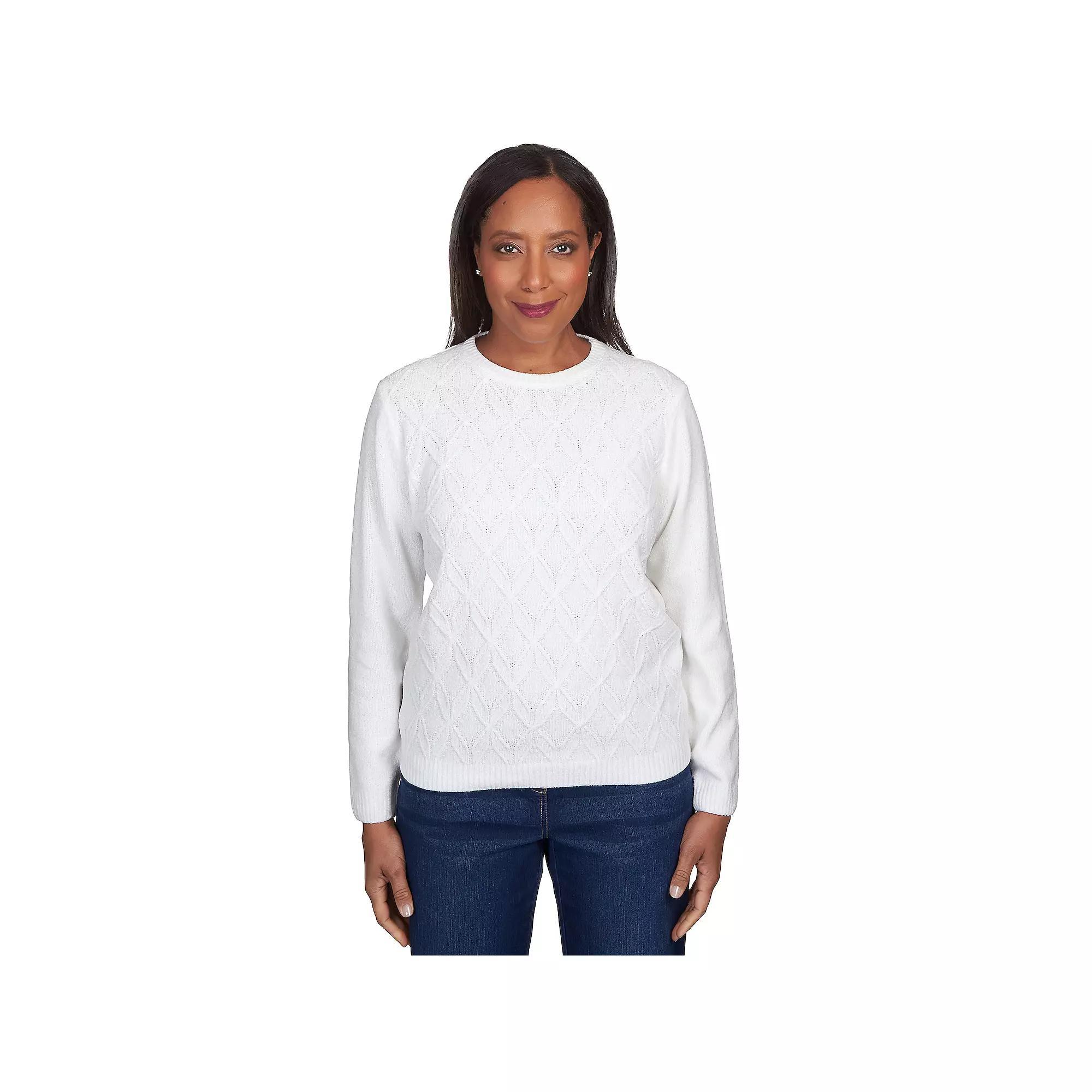 Petite Alfred Dunner Classic Chenille Pullover Sweater, Women's, Size: XL Petite, Ivory Product Image