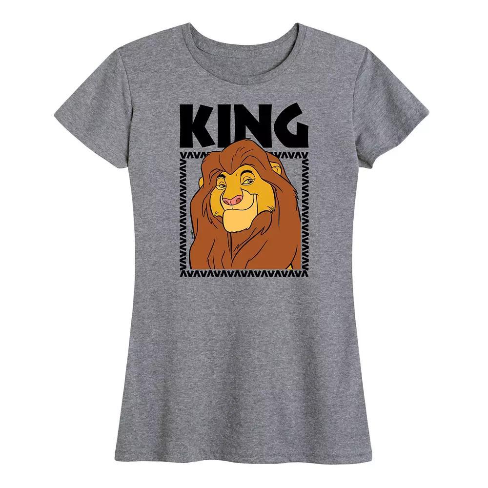 Disneys Lion King Mufasa Womens Graphic Tee Grey Gray Product Image