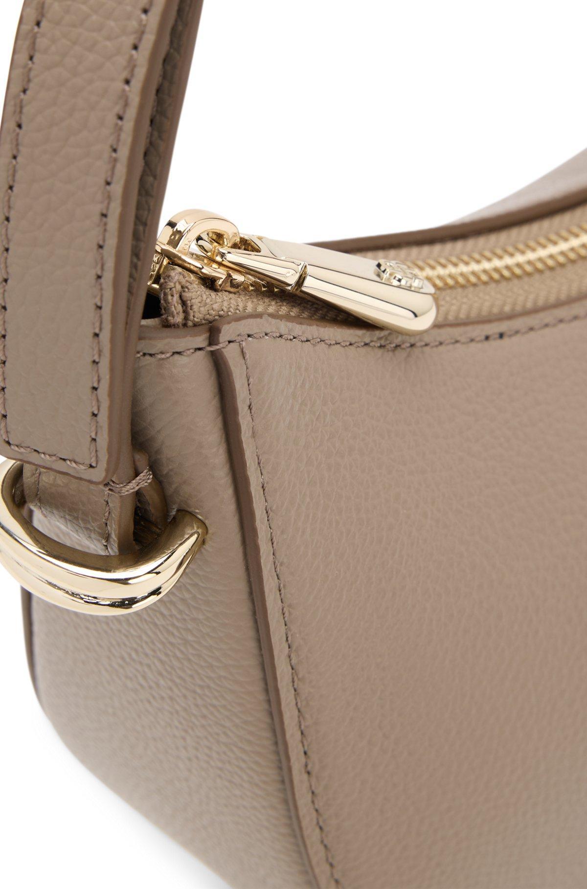 BOSS - Leather crossbody bag with Double B monogram - Light Brown Product Image