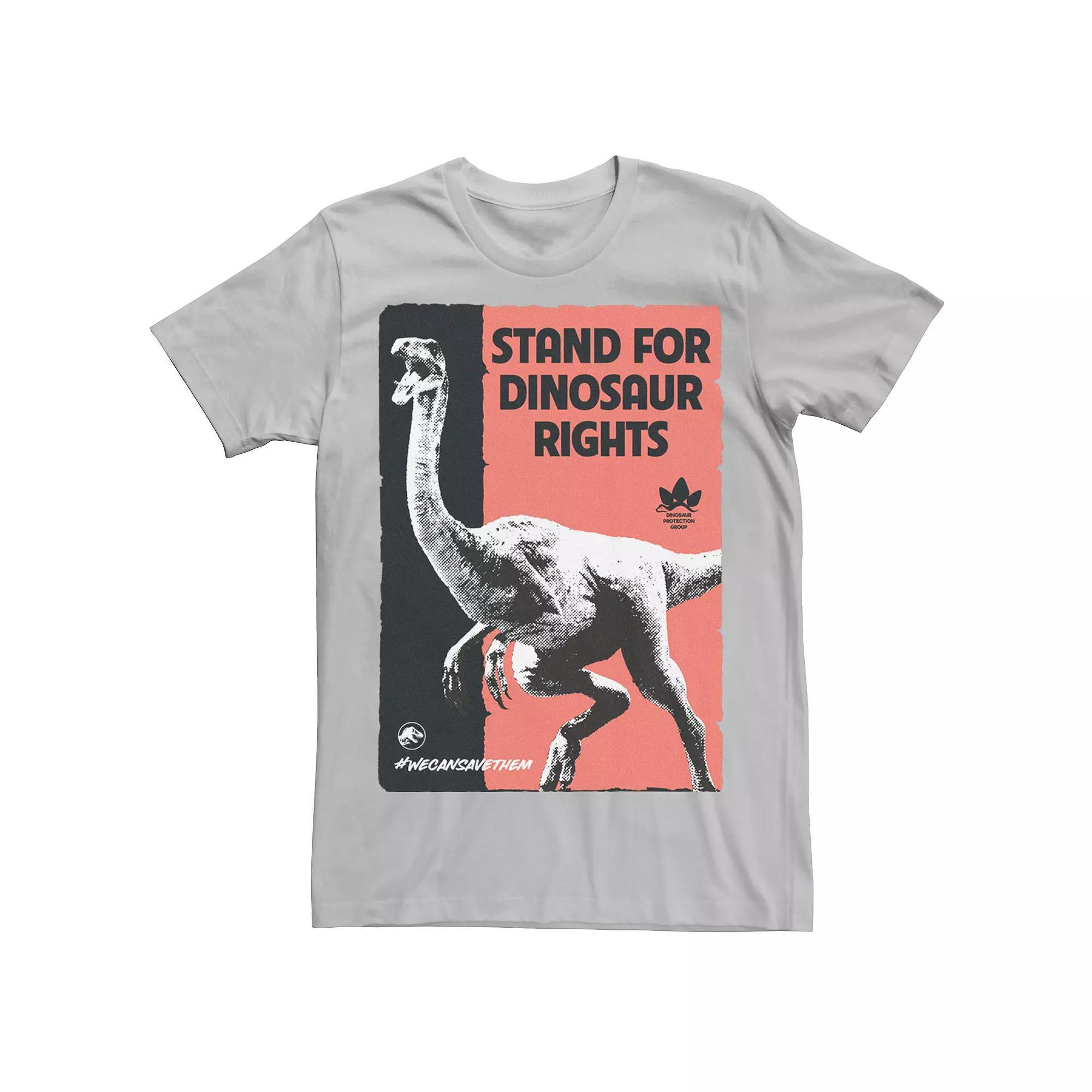 Mens Jurassic World Stand For Dinosaurs Poster Tee Athletic Grey Product Image