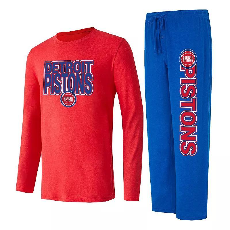 Mens Concepts Sport Blue/Red Detroit Pistons Meter Long Sleeve T-Shirt & Pants Sleep Set Product Image