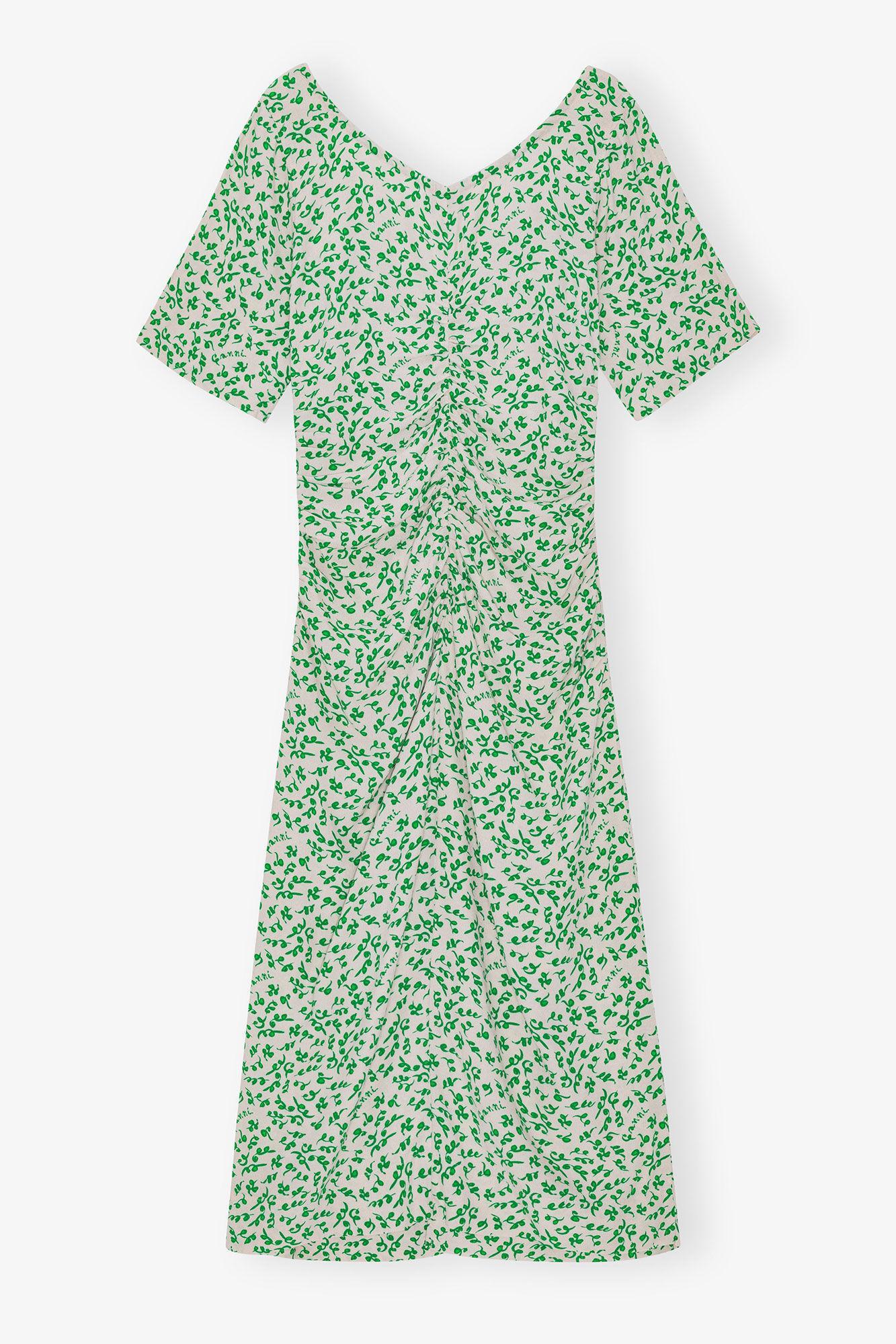 Printed Crepe U-neck Midi Dress Product Image