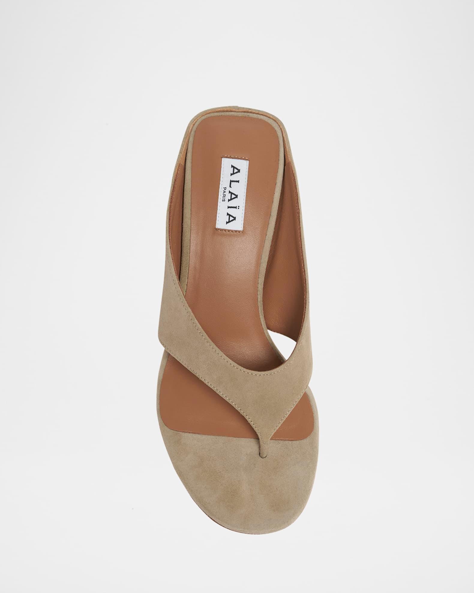 Suede Wedge Thong Sandals Product Image