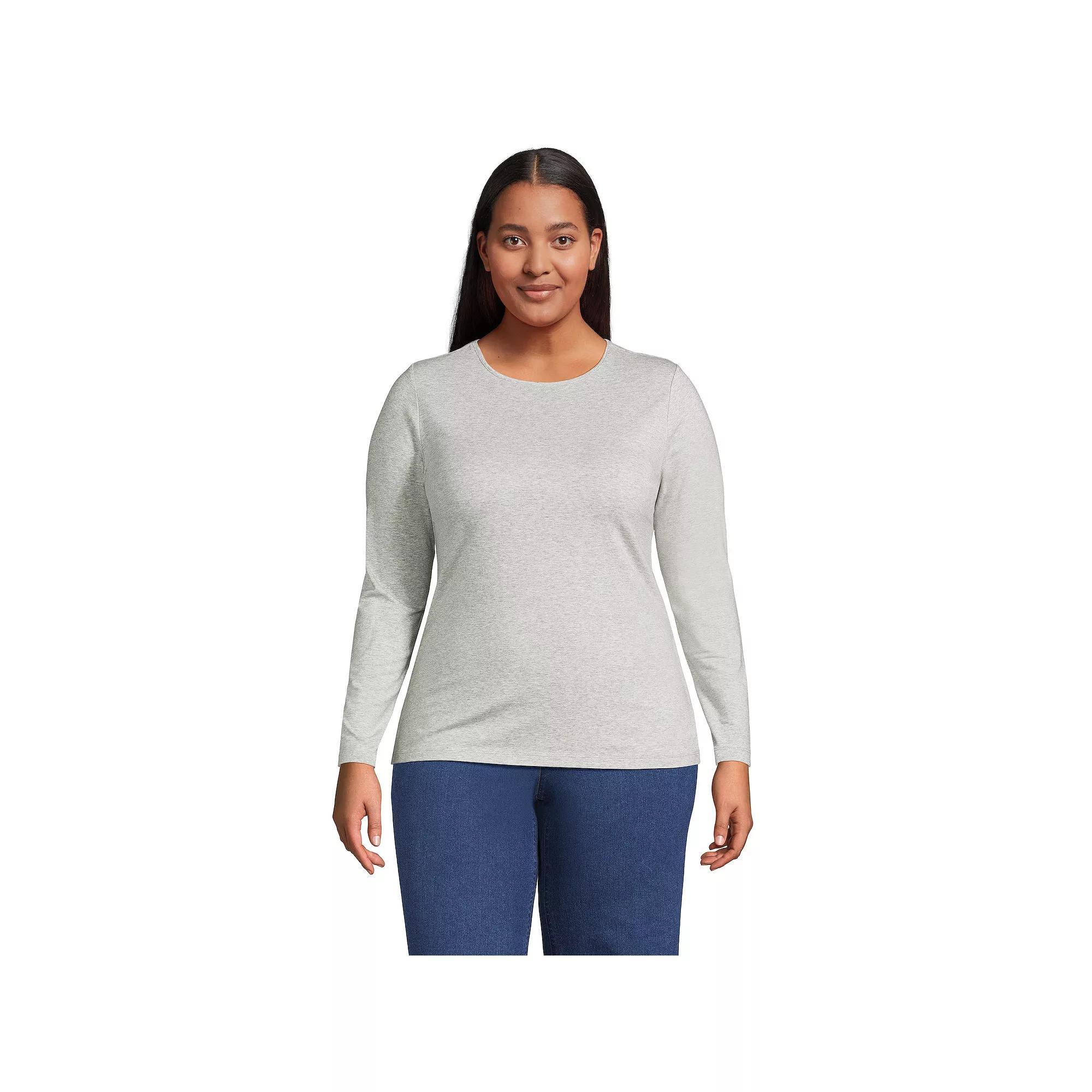 Plus Size Lands' End Long Sleeve Lightweight Jersey Crewneck Top, Women's, Size: 3XL, Light Cornflower Product Image