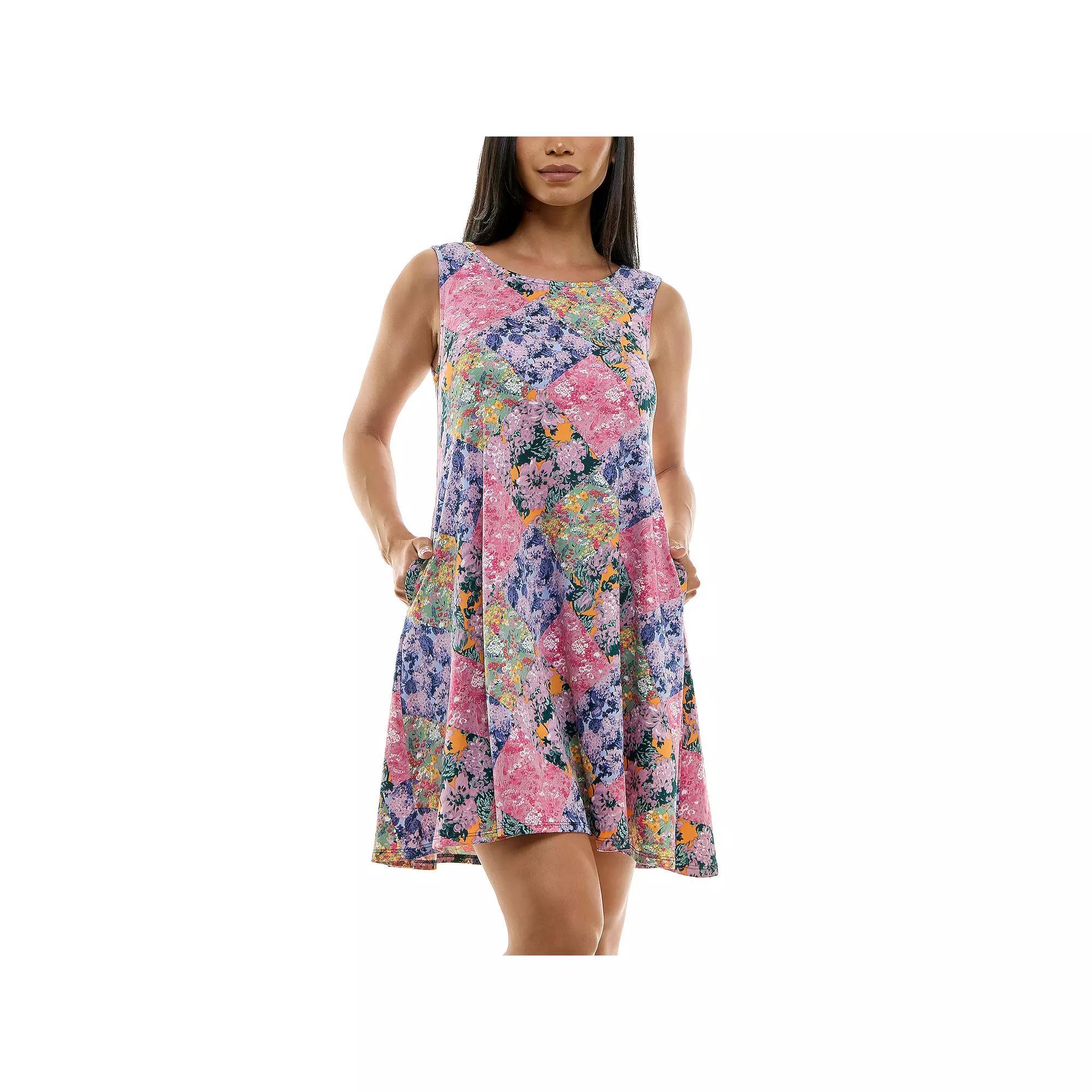 Women's Nina Leonard Floral Swing Dress, Size: Small, Blue Team Product Image
