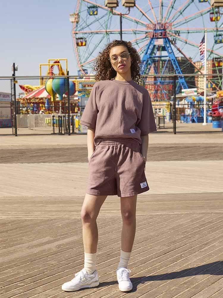 WOMEN'S SHORT SLEEVE QUILTED SWEATSHIRT Product Image