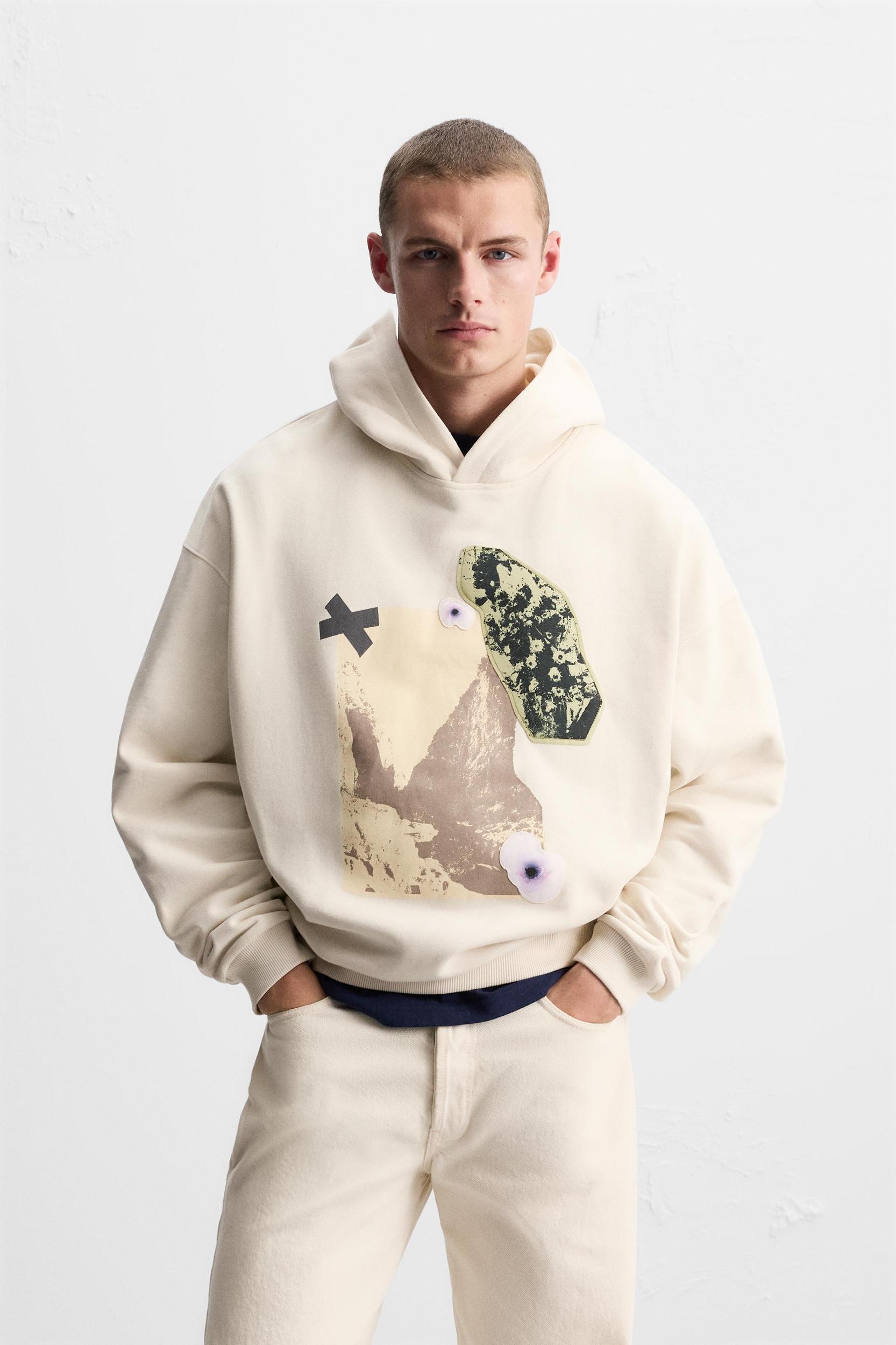 MATCHING PATCHES HOODIE SWEATSHIRT Product Image