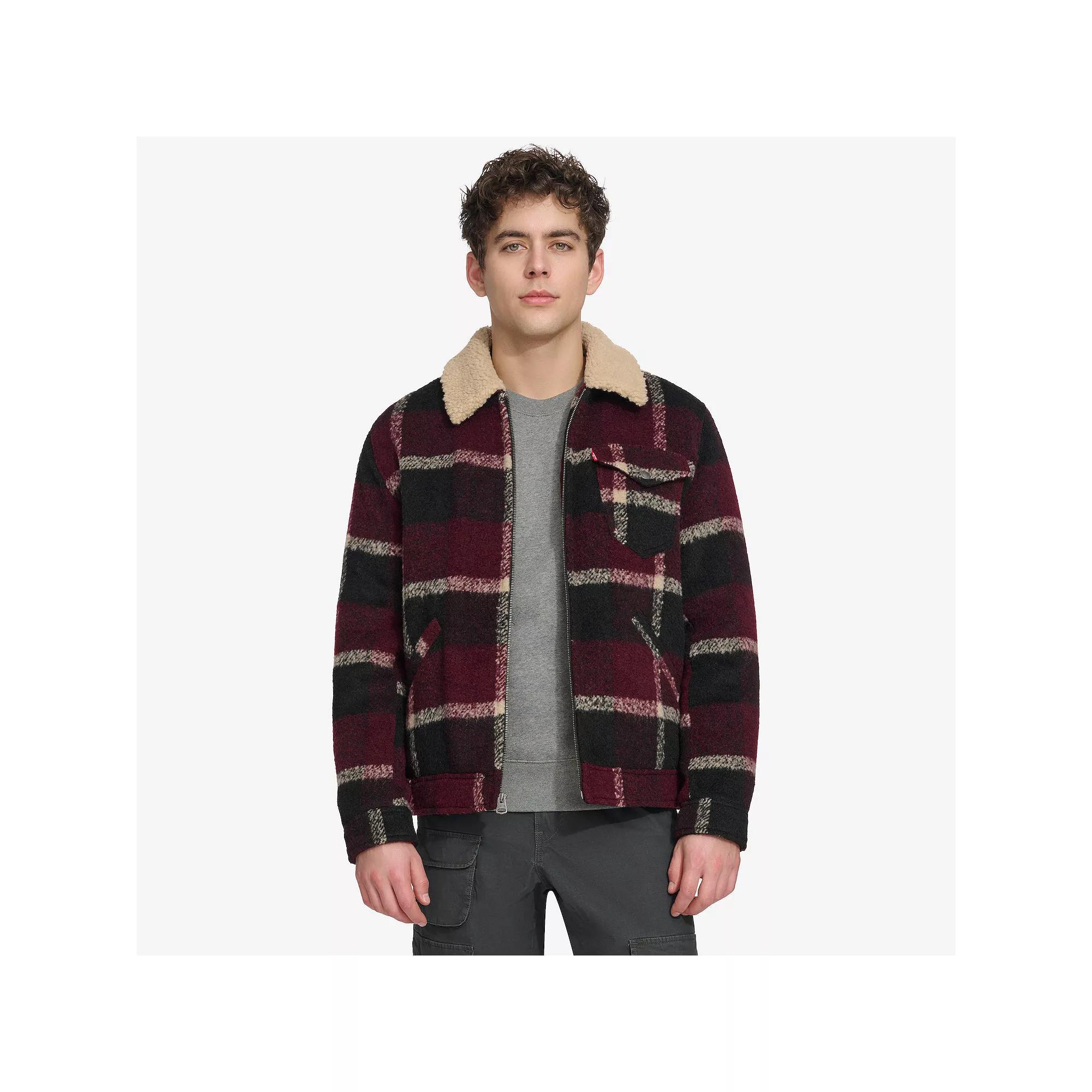 Men's Levi's® Wool Blended Depot Jacket with Sherpa Collar, Size: Large, Skater Plaid Product Image