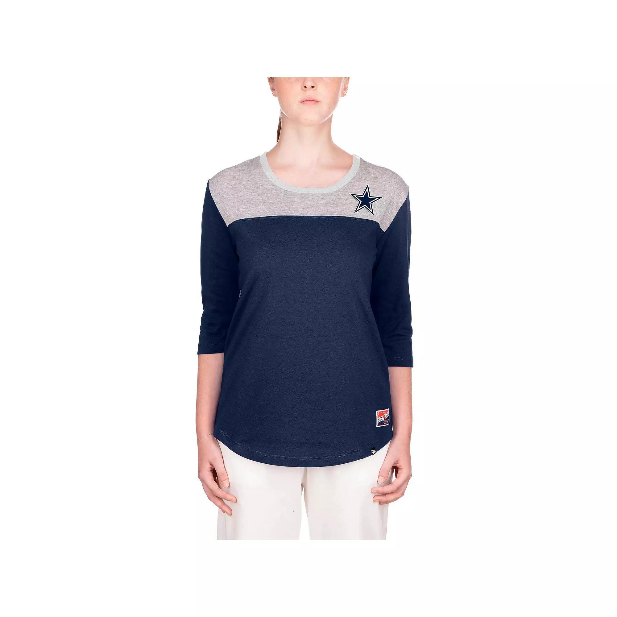Women's New Era Navy Dallas Cowboys 3/4 Sleeve T-Shirt, Size: Medium, Blue Product Image