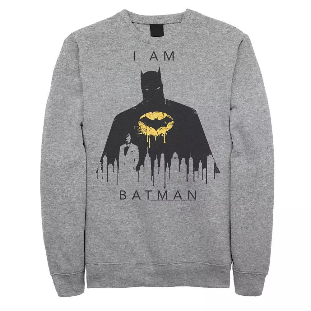 Men's DC Comics I Am Batman Skyline Poster Sweatshirt, Size: 3XL, Athletic Grey Product Image
