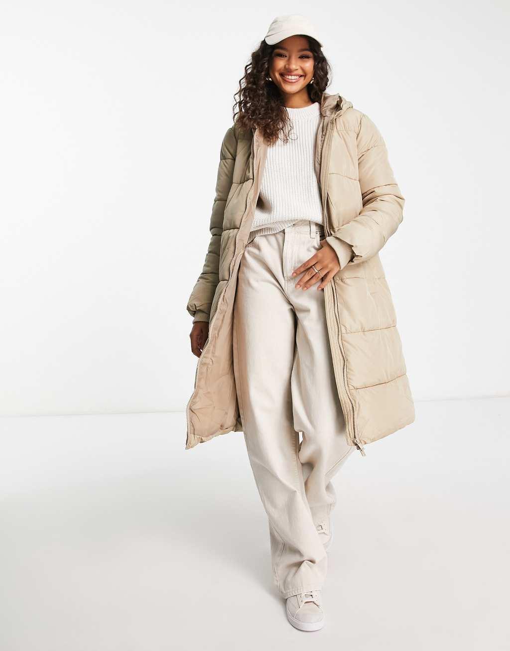 Pieces longline padded coat with hood Product Image
