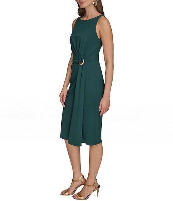 Donna Karan Scuba Crepe Wrap Midi Dress Product Image