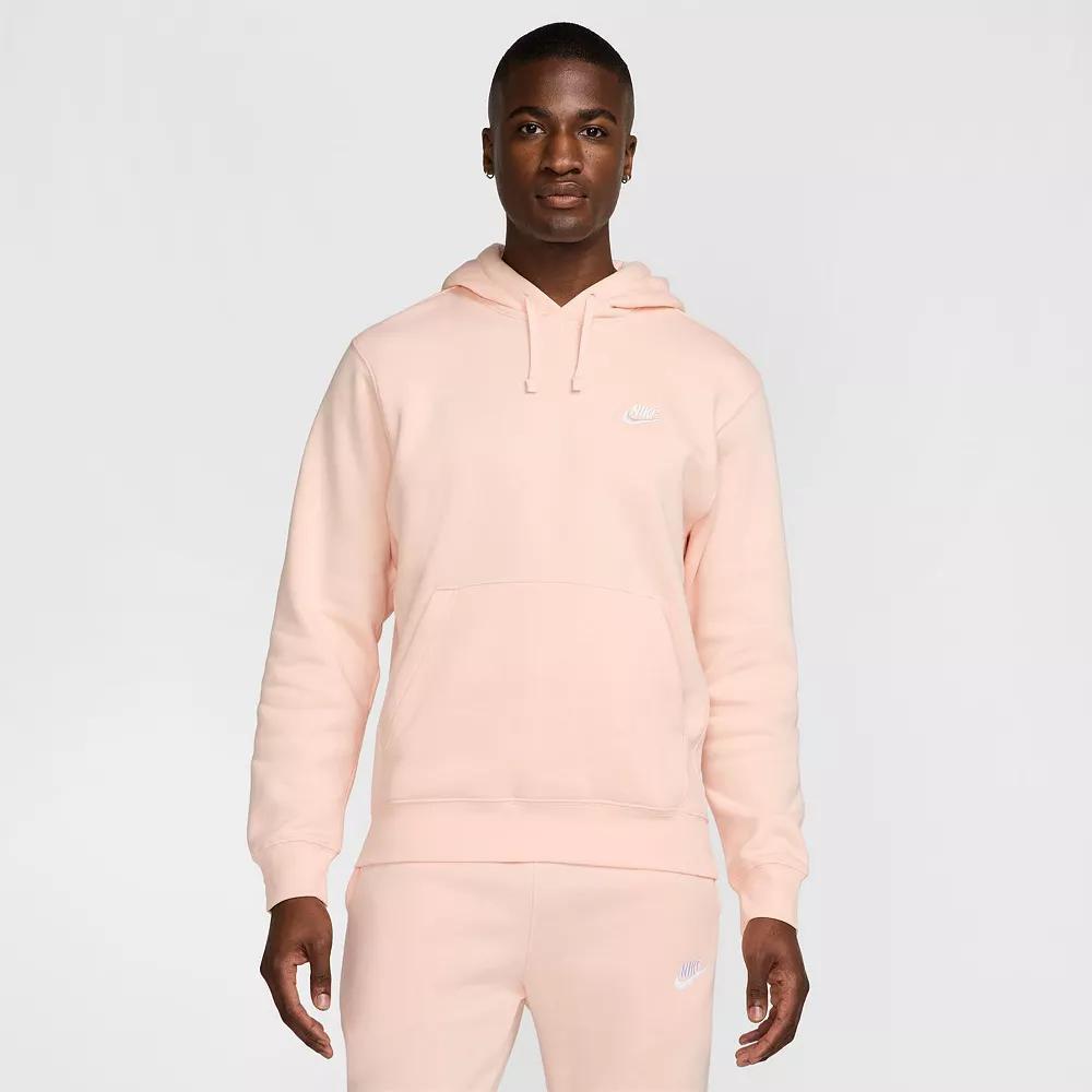 Nike Mens Nike Club Pullover Hoodie - Mens White/Washed Coral/Washed Coral Product Image