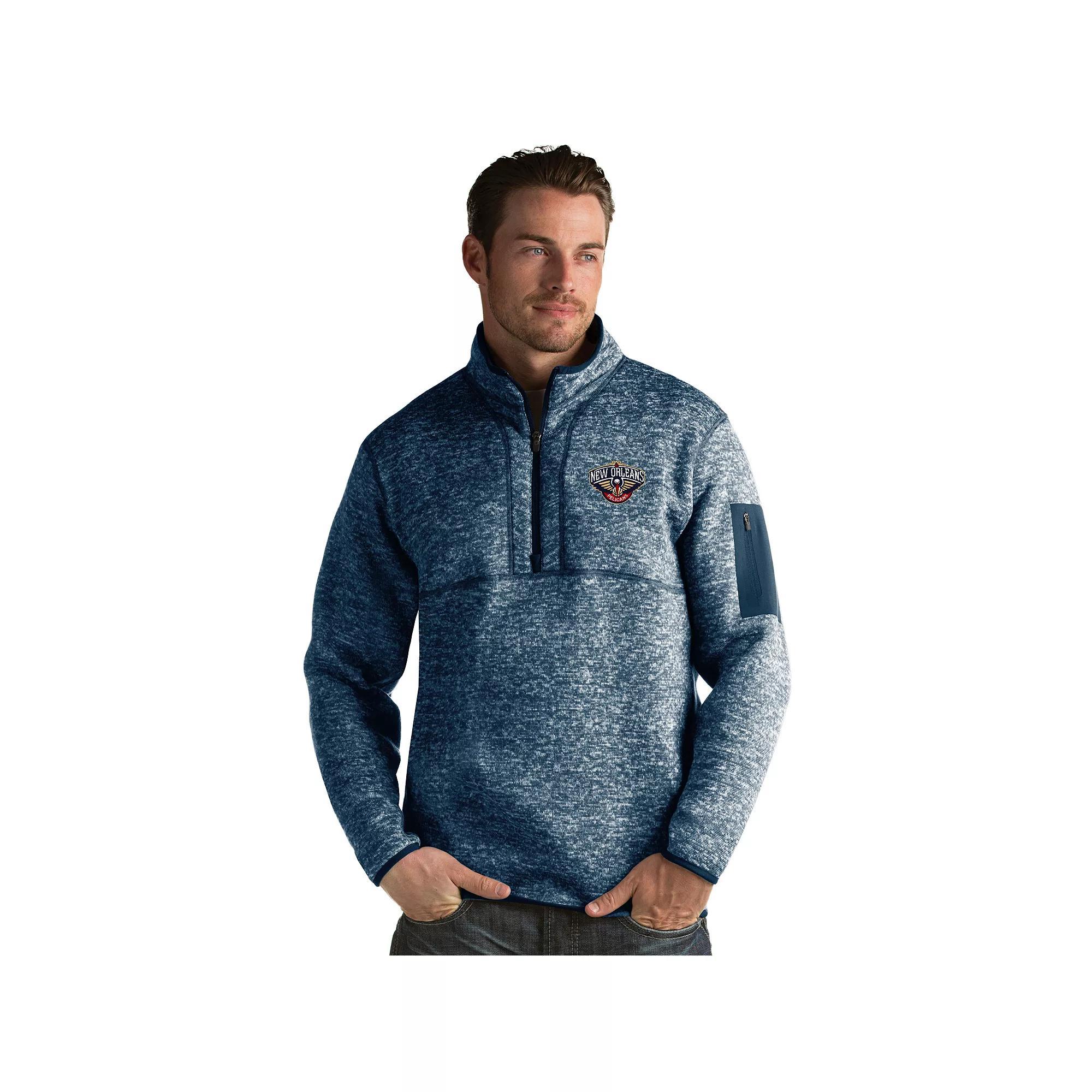 Mens Antigua Indiana Pacers Fortune Pullover Navy Grey Product Image