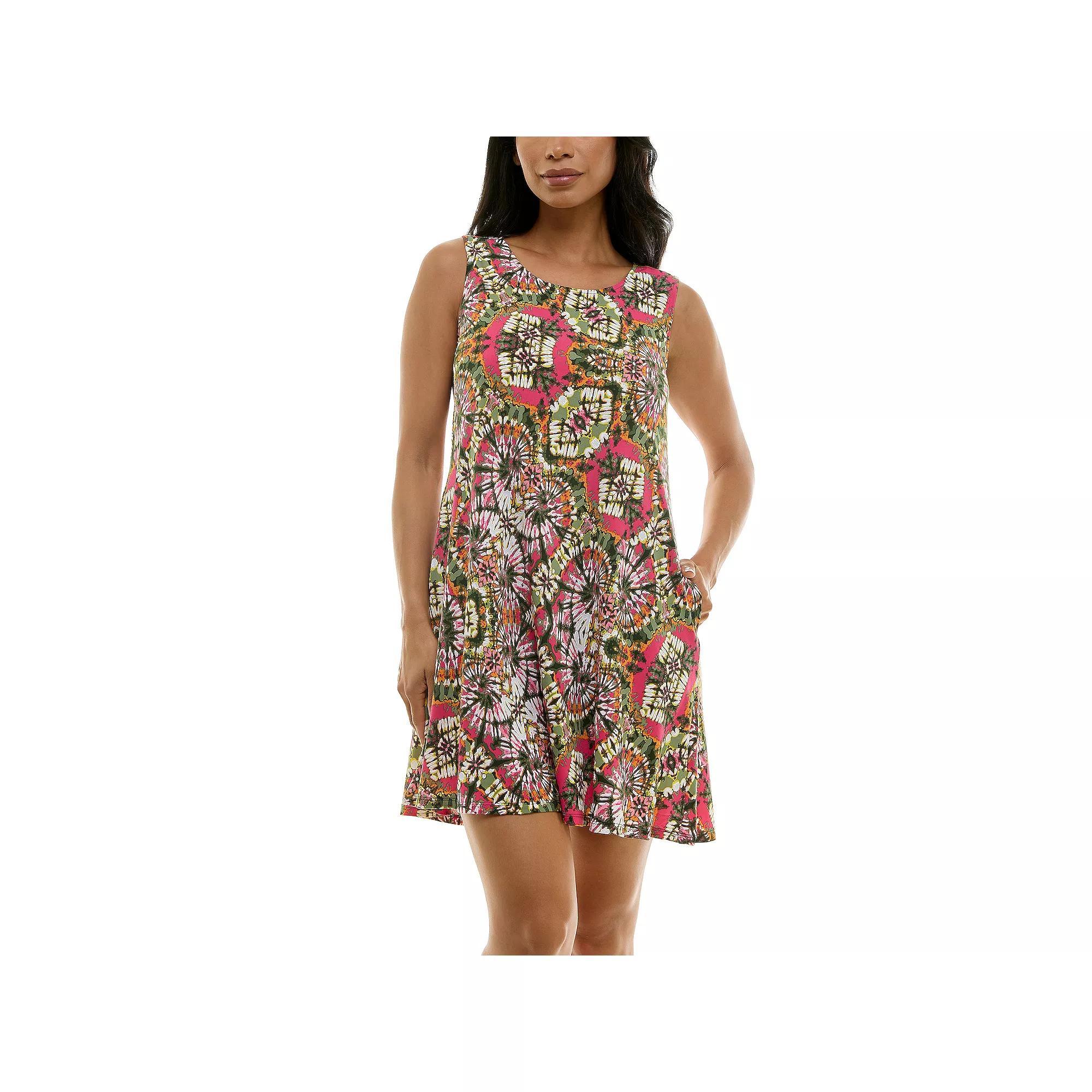 Women's Nina Leonard Puff Print Pocket Trapeze Dress, Size: Small, True Green Ivory Product Image
