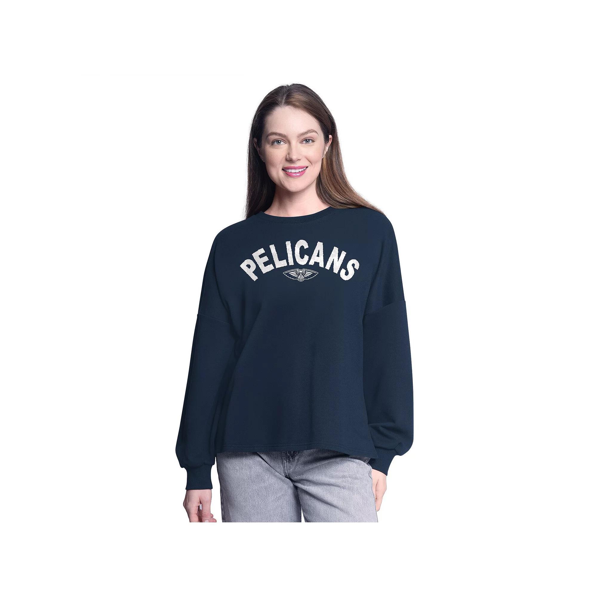 Women's G-III 4Her by Carl Banks Navy New Orleans Pelicans Athletic Pullover Sweatshirt, Size: Large, Blue Product Image