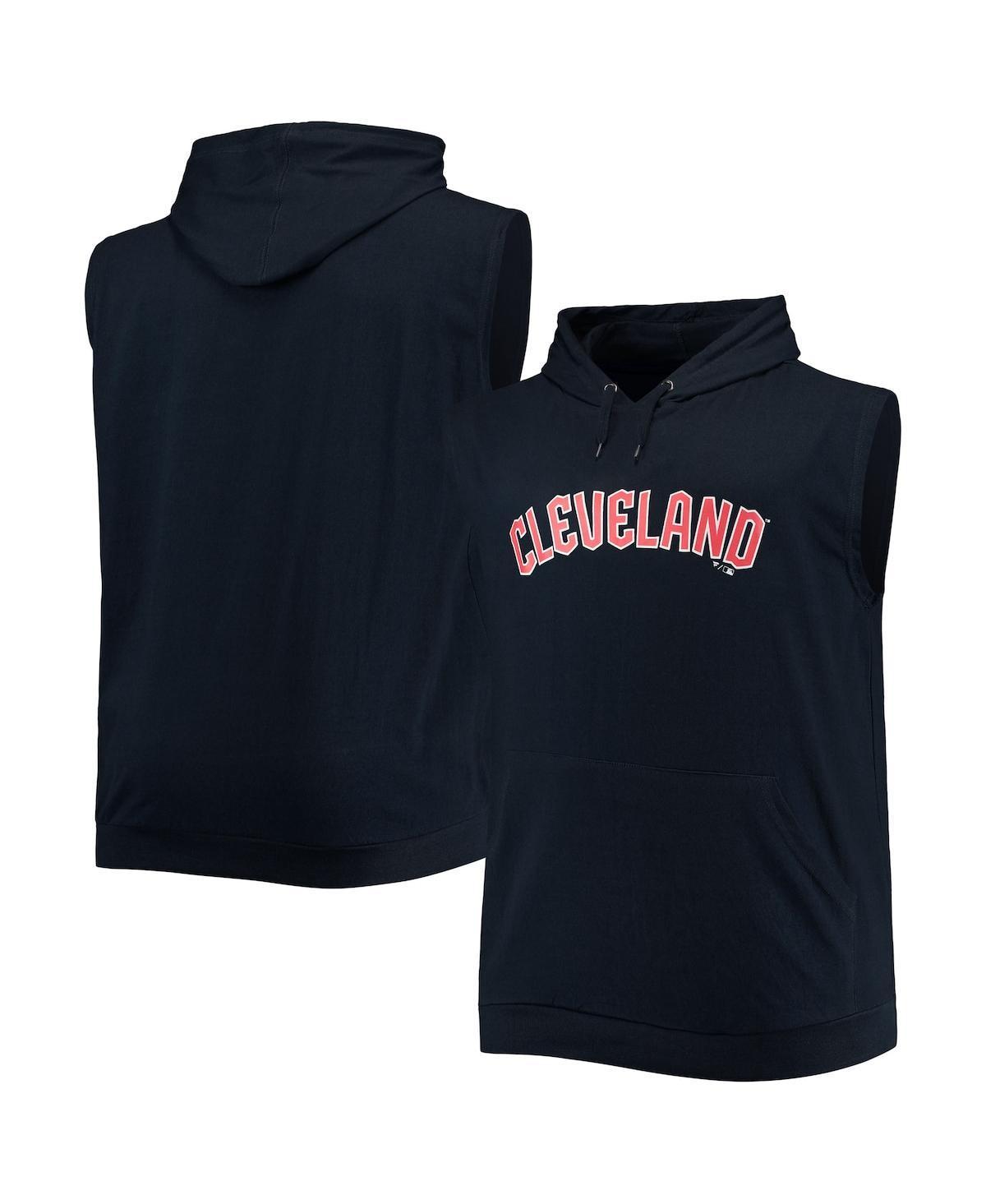 Men's Navy Cleveland Guardians Jersey Muscle Sleeveless Pullover Hoodie, Size: 2XLT, Grd Blue Product Image