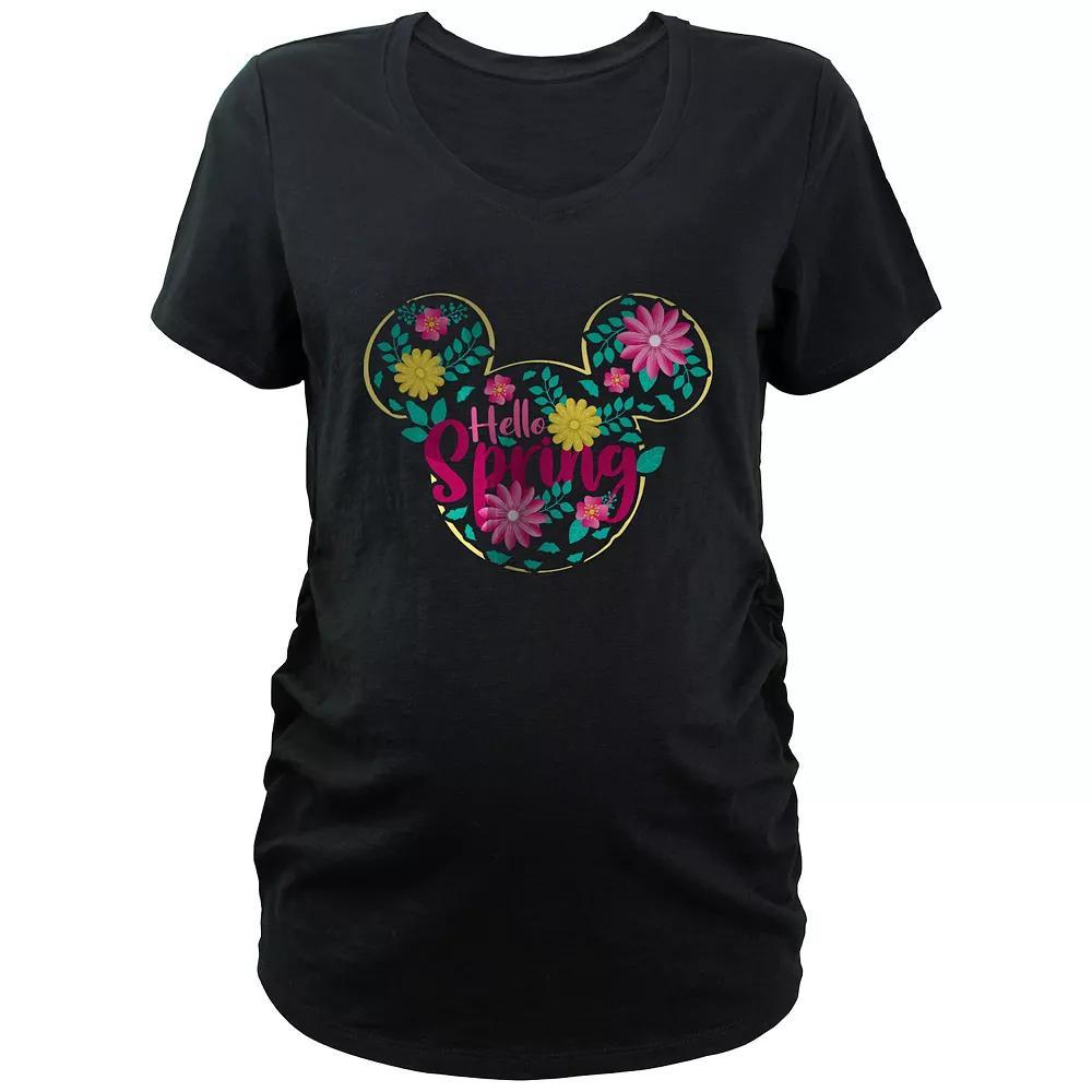 Disney's Mickey Mouse Hello Spring Maternity V-Neck Graphic Tee, Women's, Size: Medium-Mat, Black Product Image